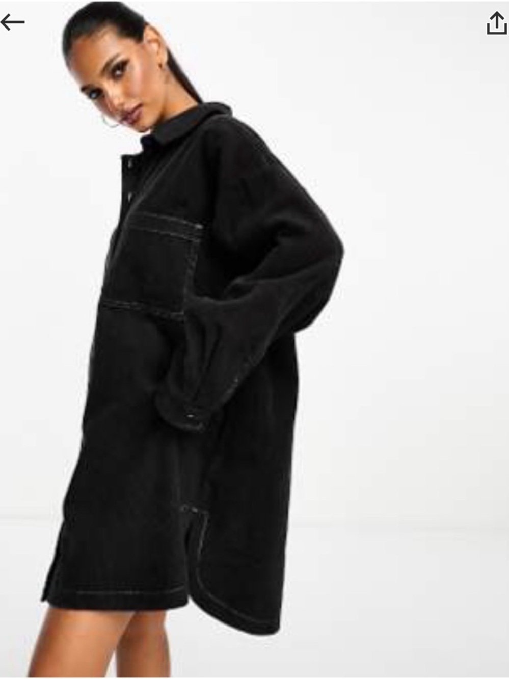 Oversized Black Corduroy Button-Up dress